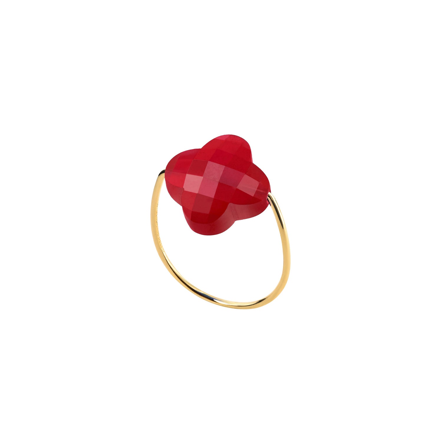 Bague Friandise en or jaune & Quartz - Rouge
