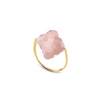 Yellow Gold & Moonstone Baroque Ring - Light Orange