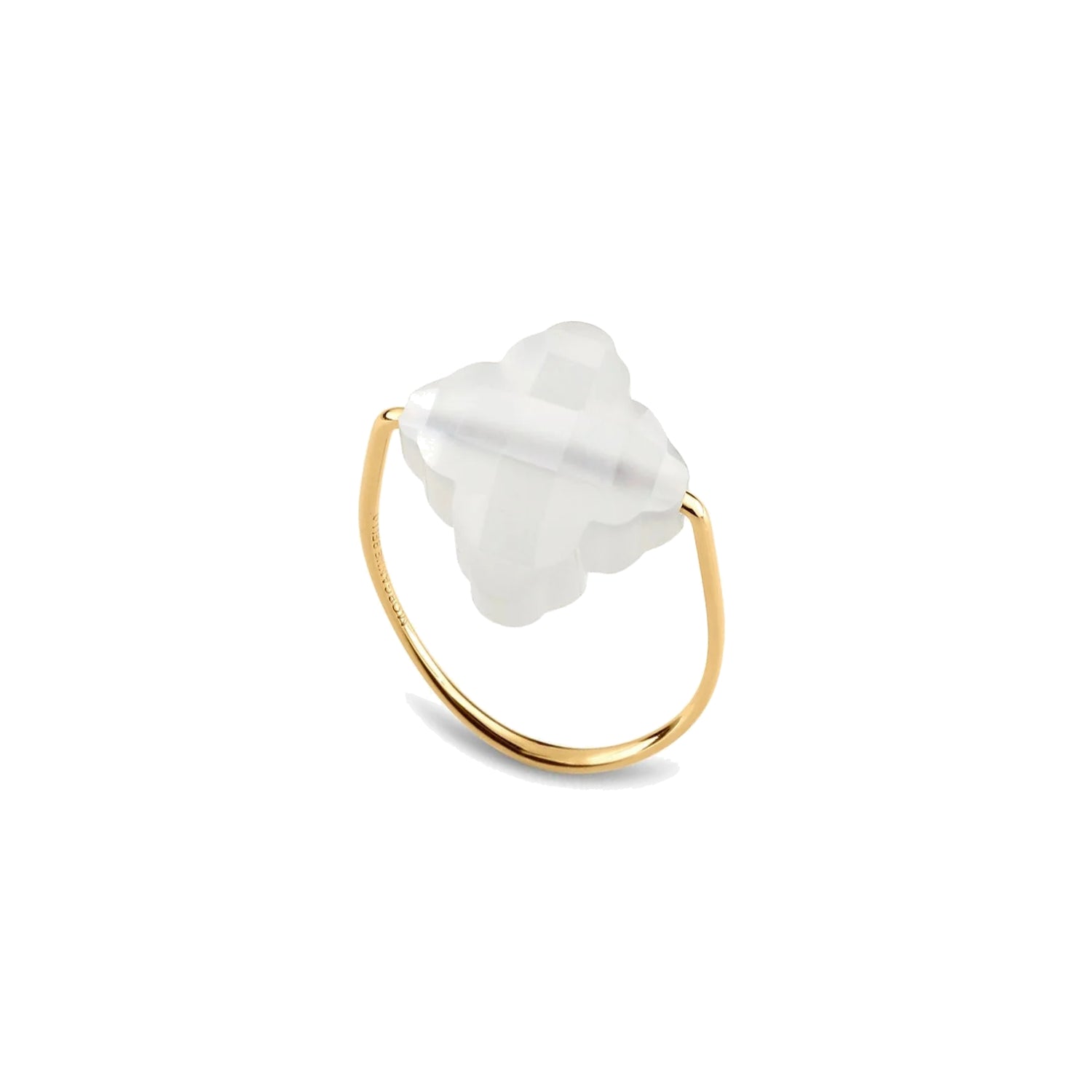 Yellow Gold & Moonstone Baroque Ring - White