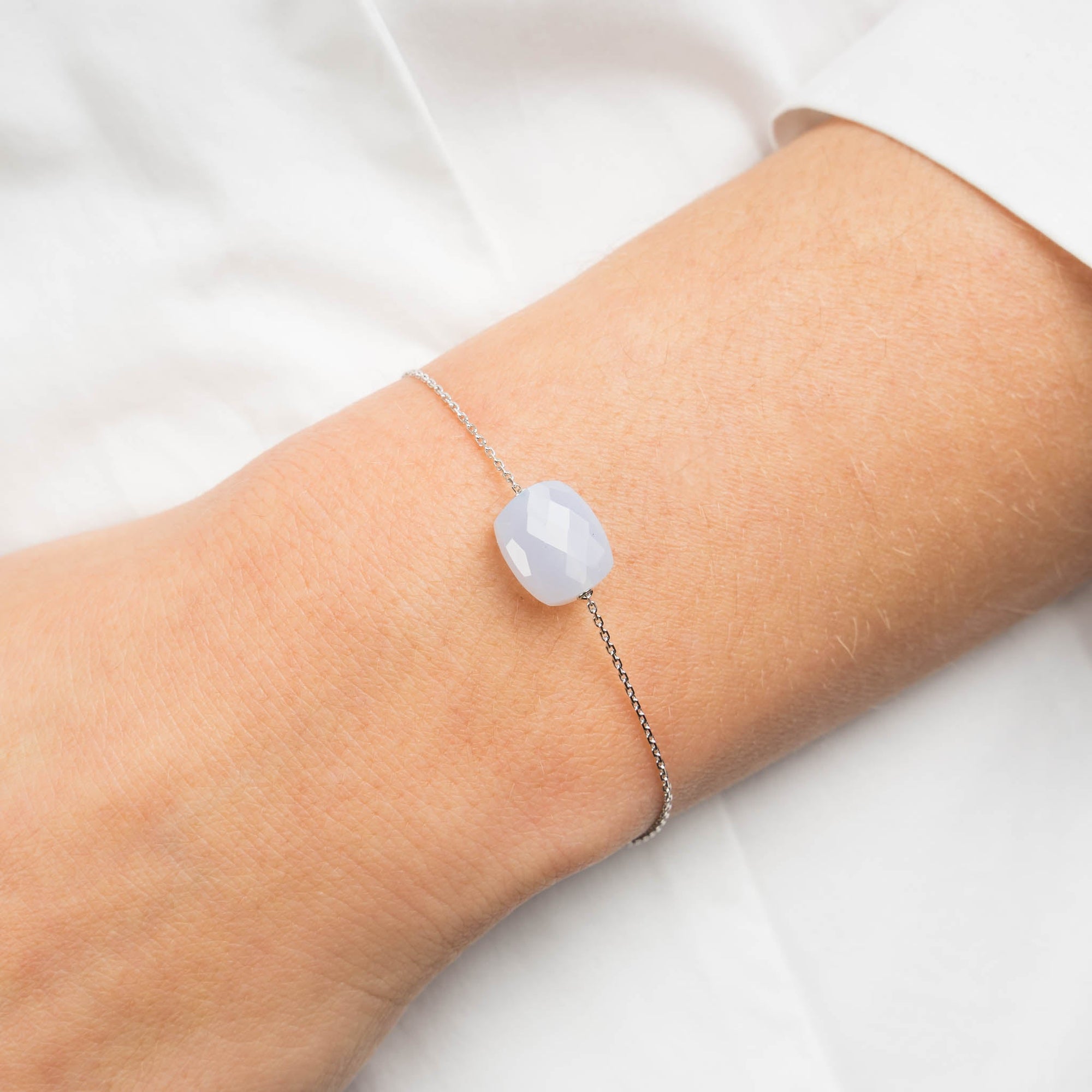 White Gold & Agate Friandise Bracelet - Blue