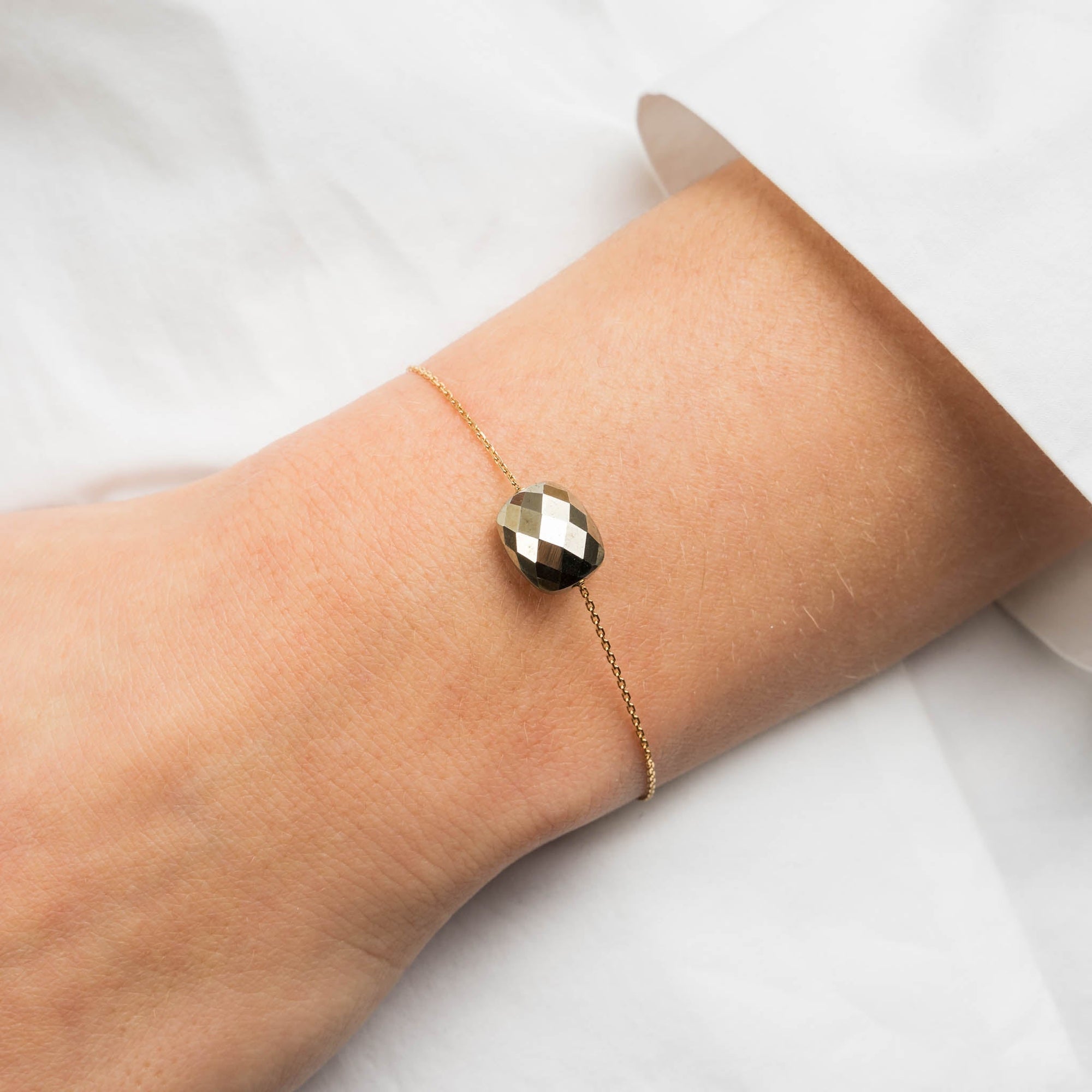 Bracelet Friandise en or rose & Pierre de lune - Noir