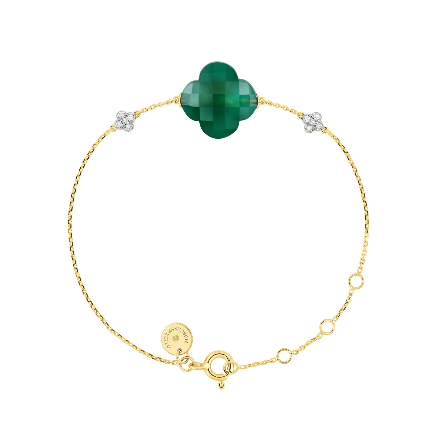 Friandise Diamond Bracelet in Yellow Gold & Agate and Diamond - Green & White