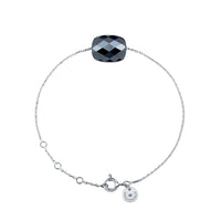 Bracelet Friandise en or blanc & Hématite - Noir Métal Argenté