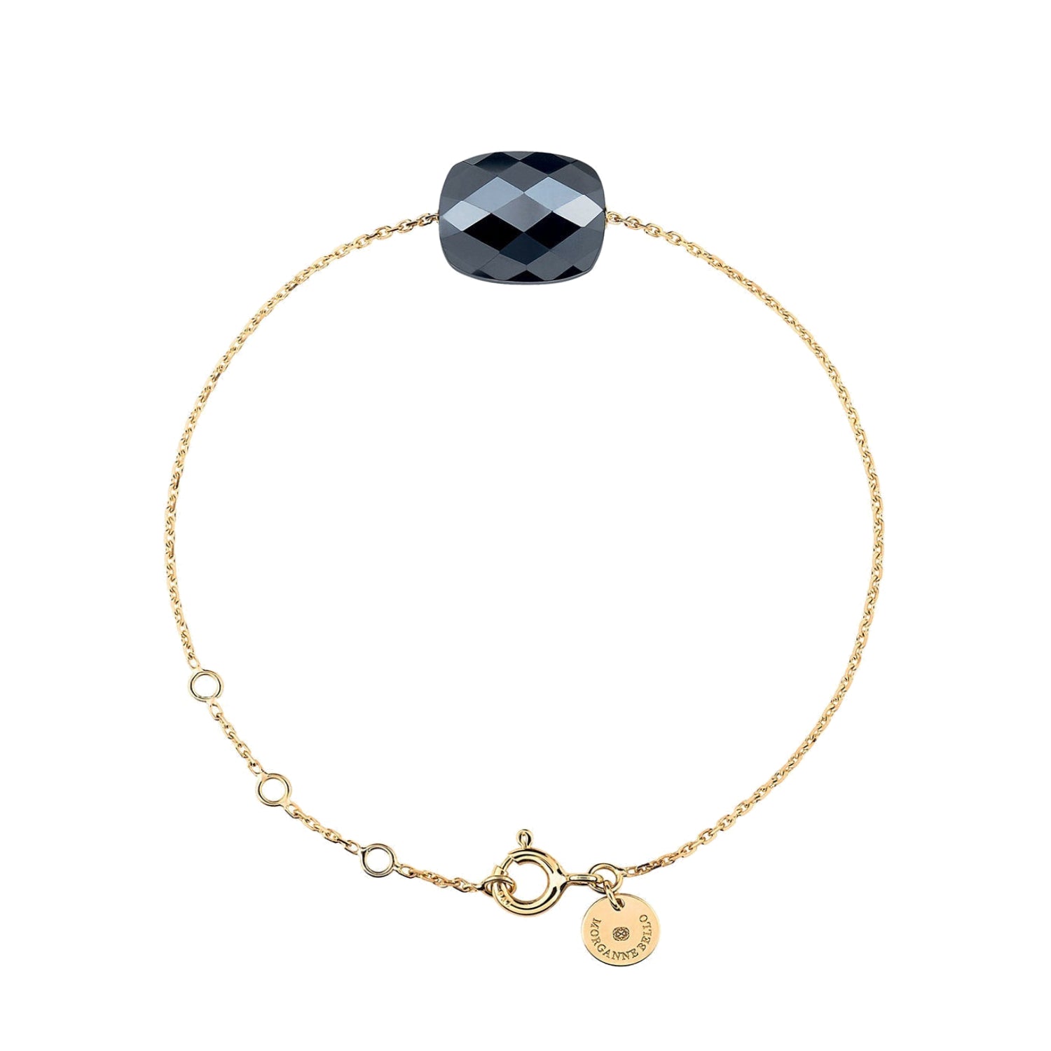 Bracelet Friandise en or jaune & Hématite - Noir Métal Argenté