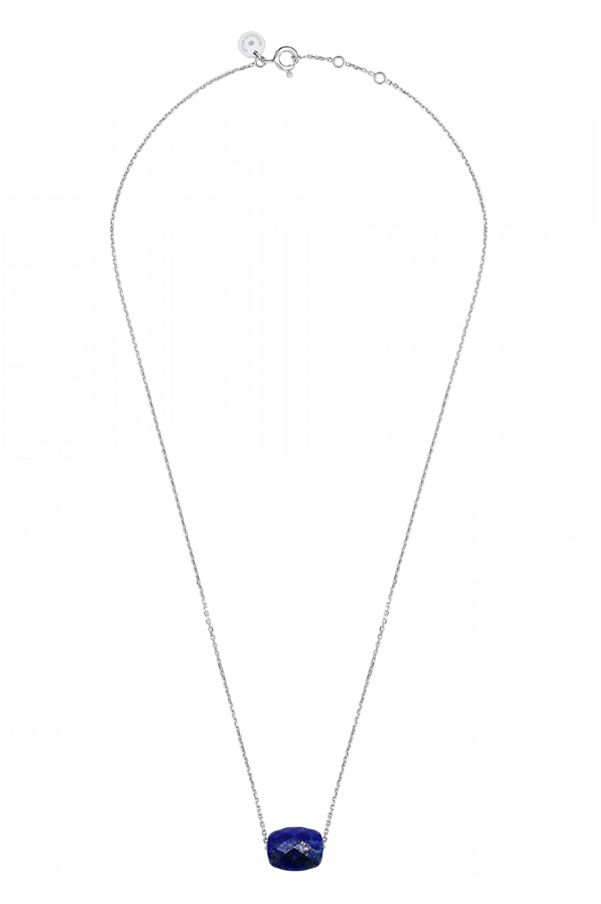Collier Friandise en or blanc & Lapis Lazuli - Bleu Foncé