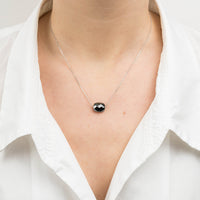 Collier Friandise en or blanc & Hématite - Noir Métal Argenté