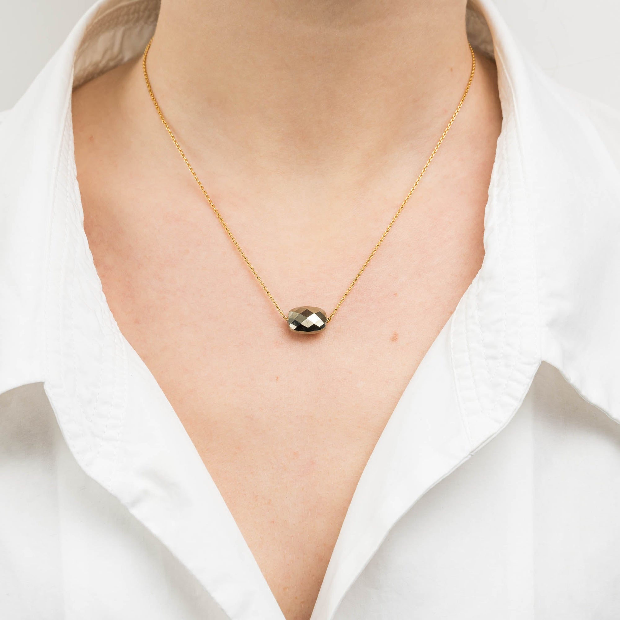 Collier Friandise en or jaune & Pyrite - Métal Doré