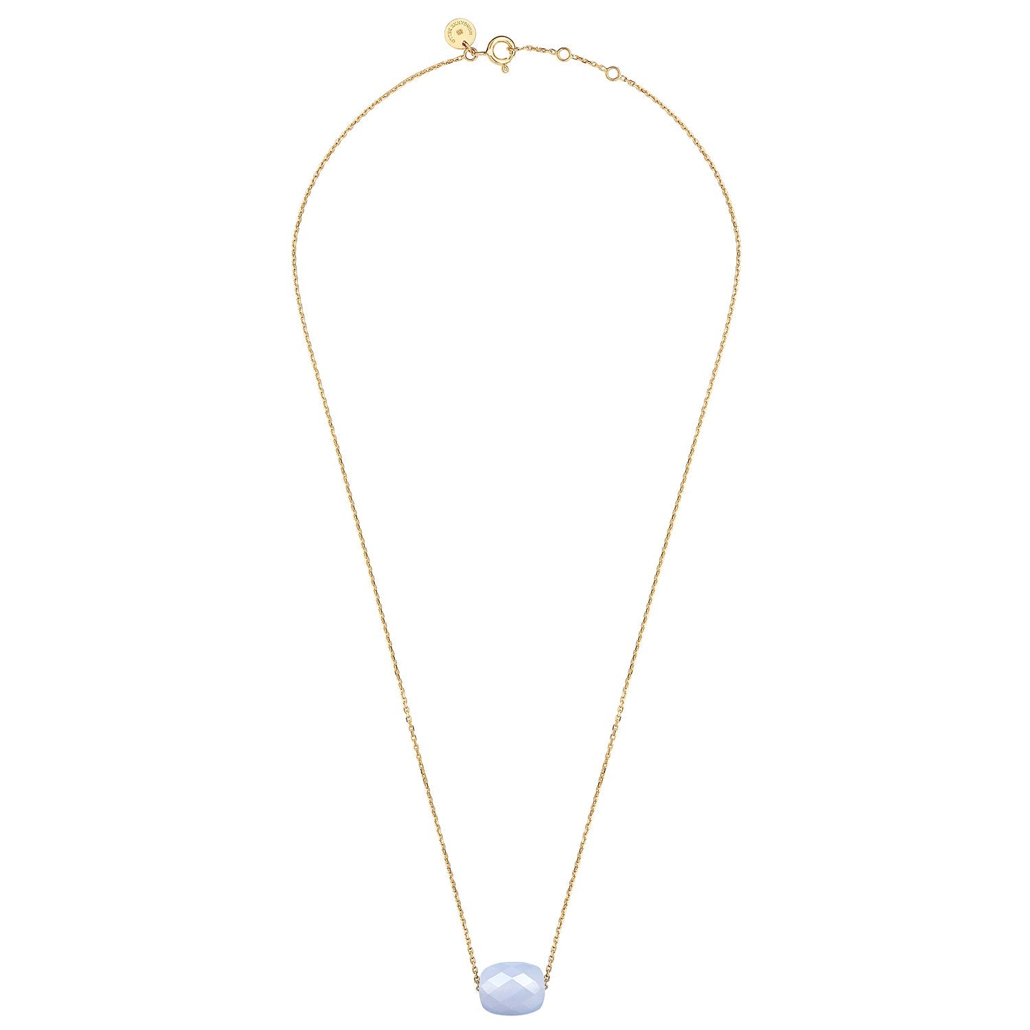 Collier Friandise en or jaune & Calcedoine - Bleu