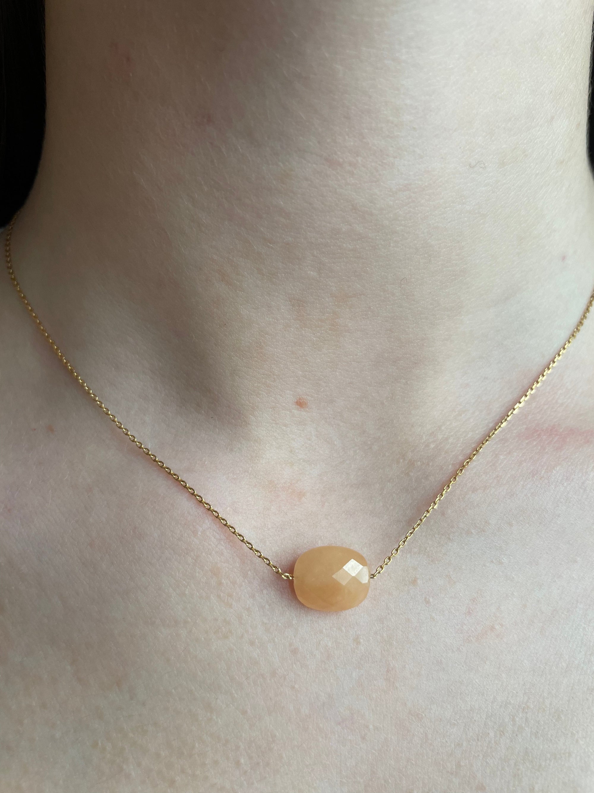 Yellow Gold & Jade Friandise Necklace - Orange Pale