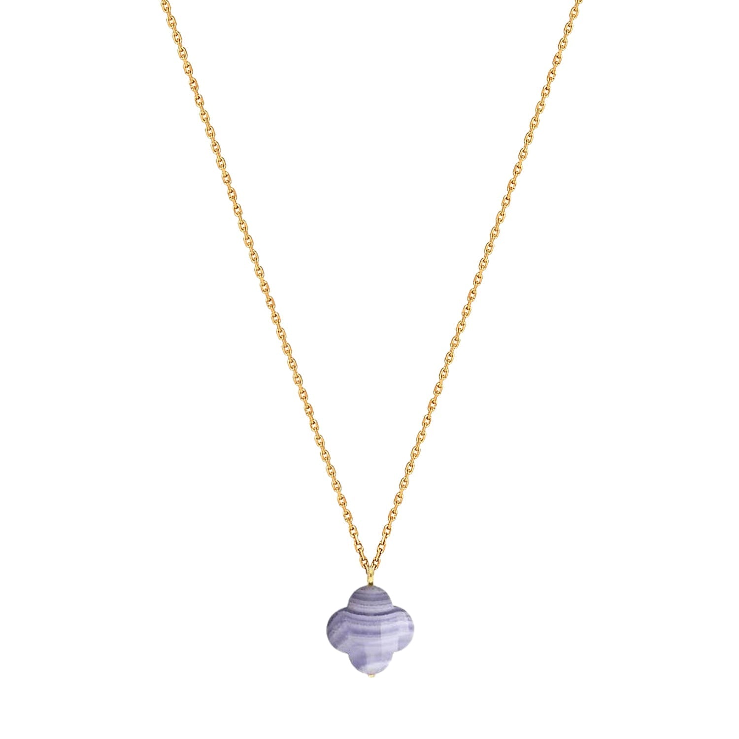 Collier Friandise en or jaune & Agate - Bleu
