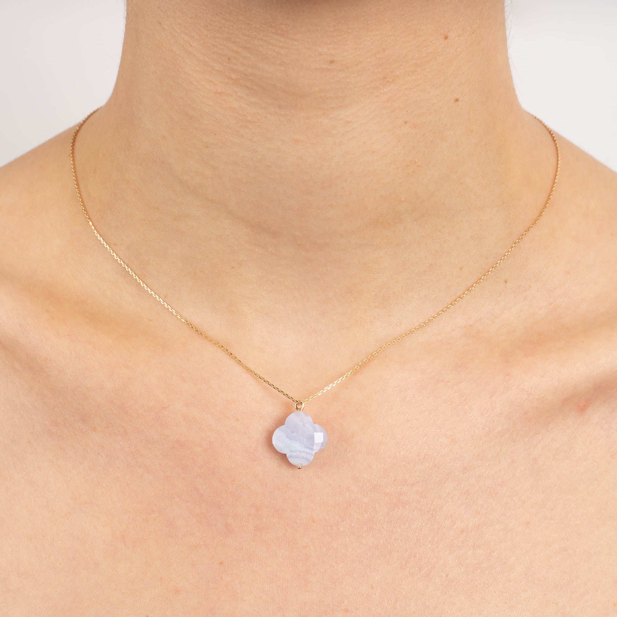 Collier Friandise en or jaune & Agate - Bleu