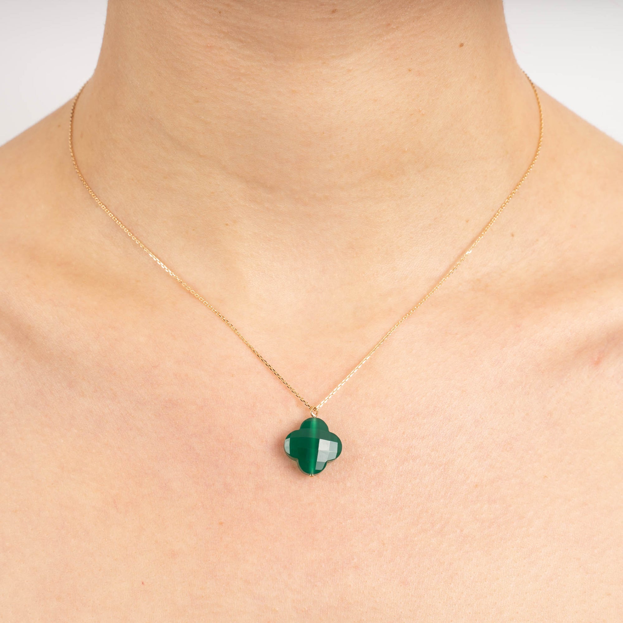 Collier Friandise en or jaune & Agate - Verte