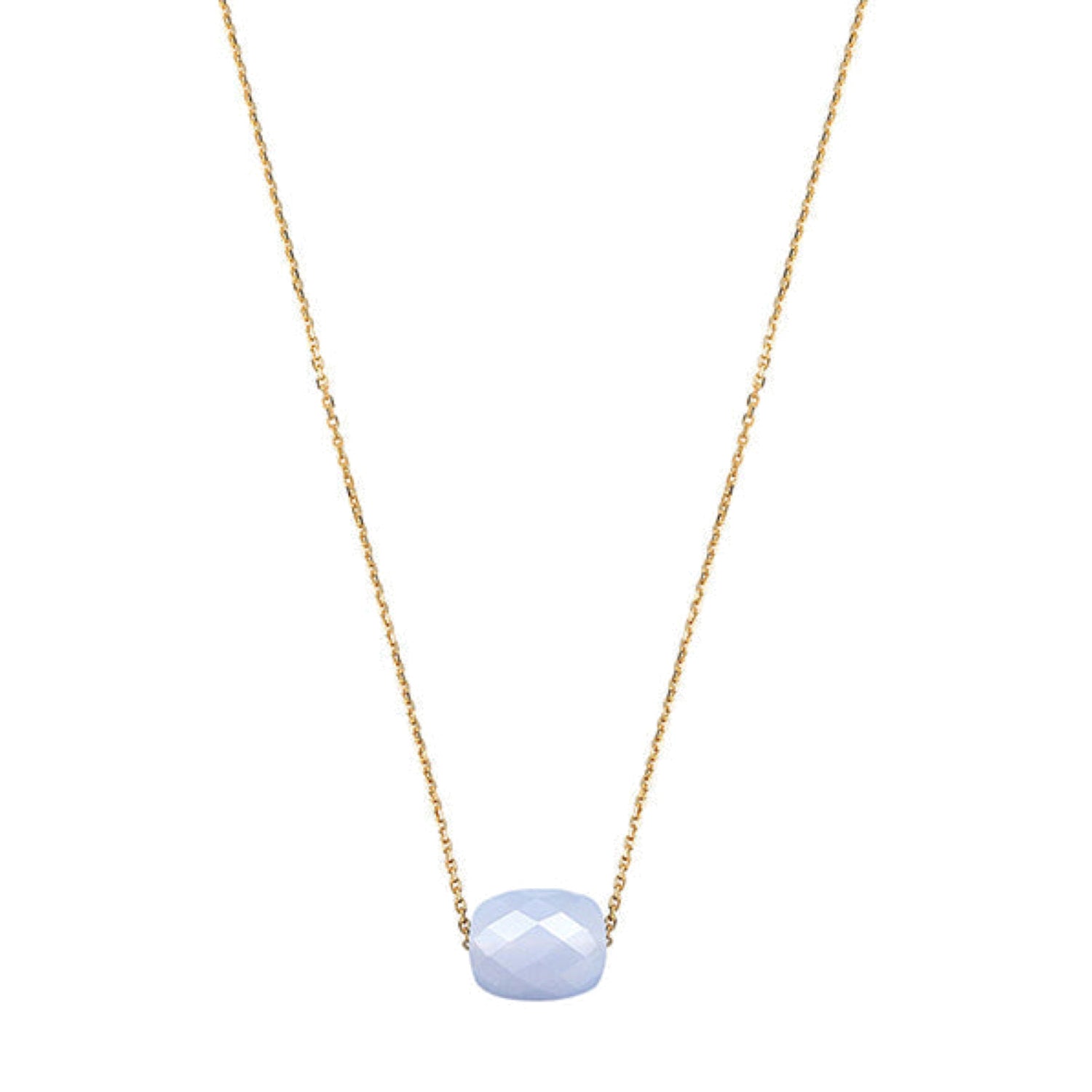 Collier Friandise en or jaune & Calcedoine - Bleu