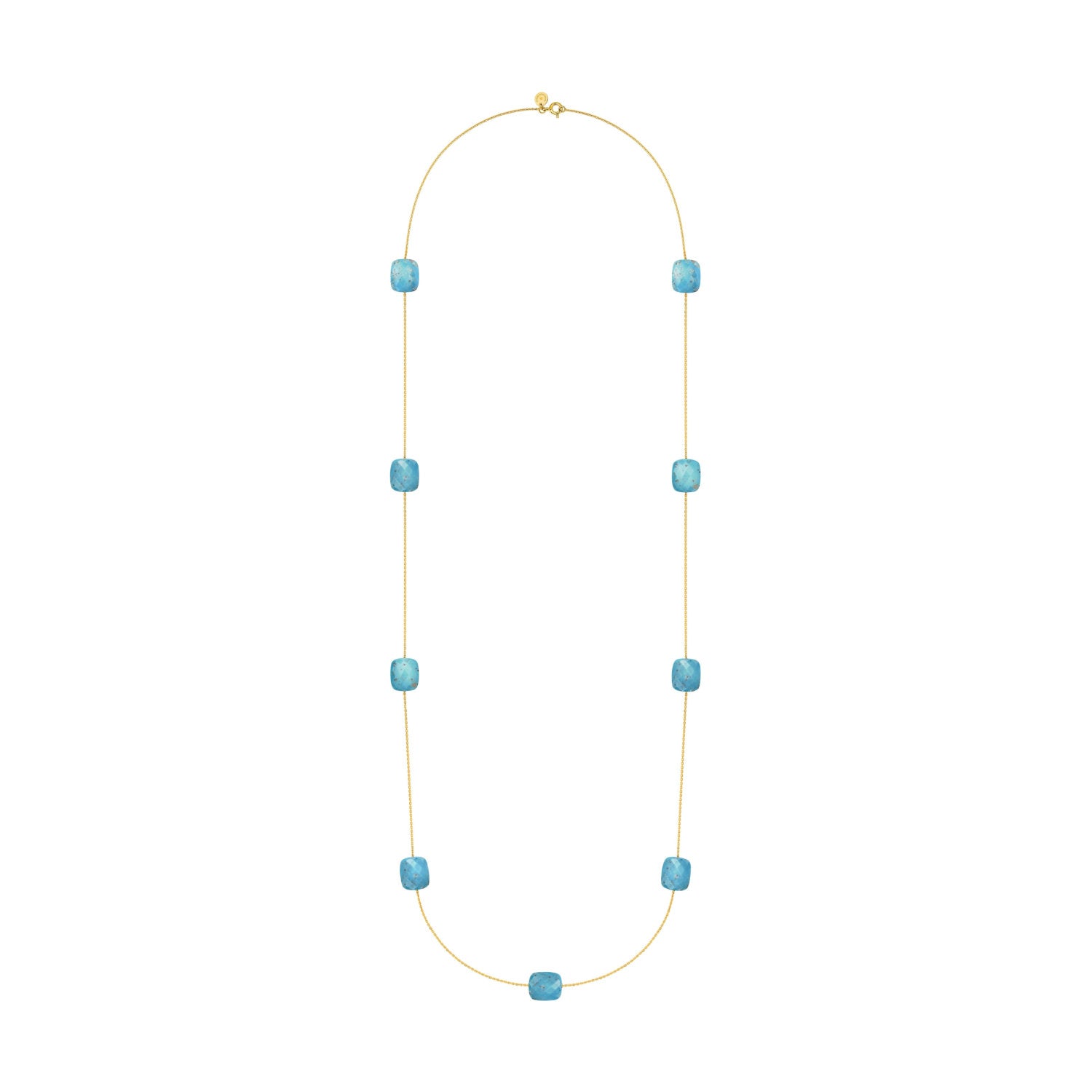 Friandise long necklace in yellow gold & Turquoise - Blue