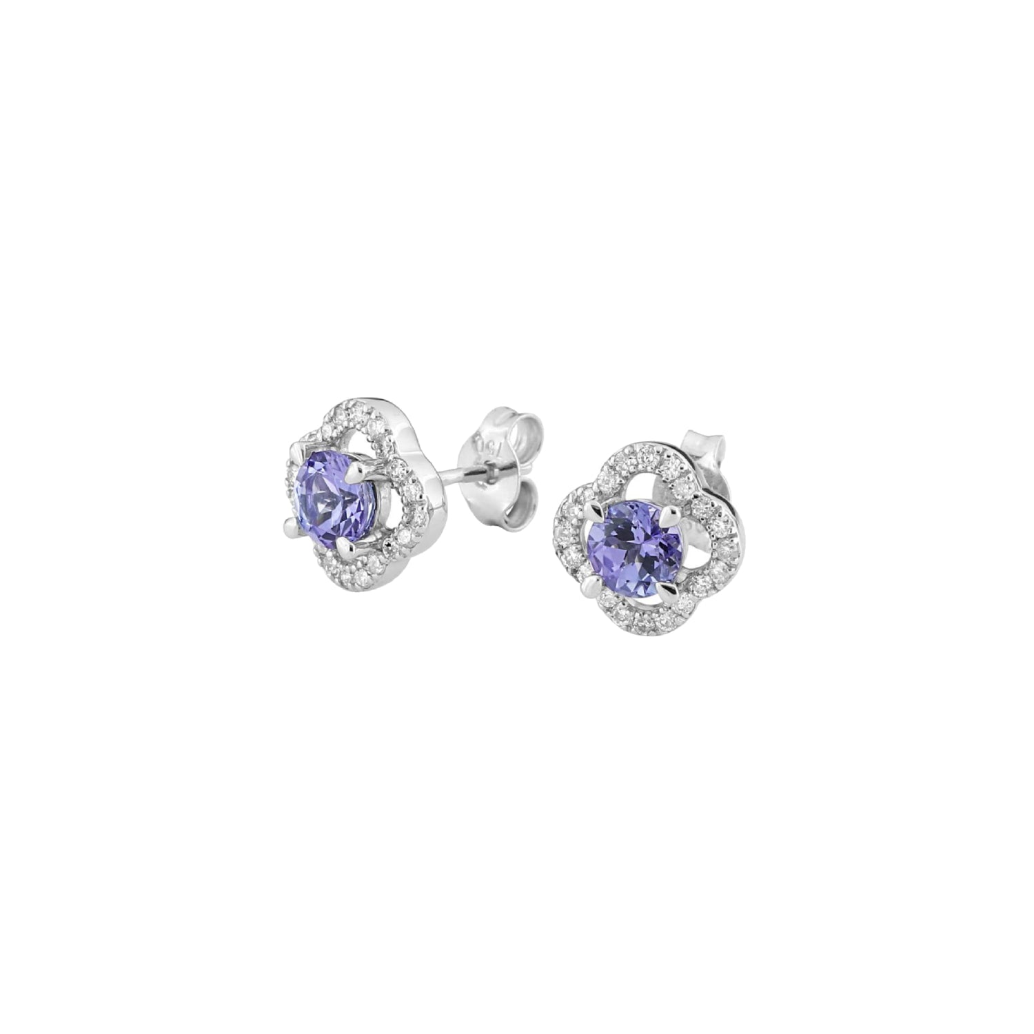 Boucles d'oreilles Jardin Precieux en or blanc & Tanzanite et Diamant - Bleu & Blanc