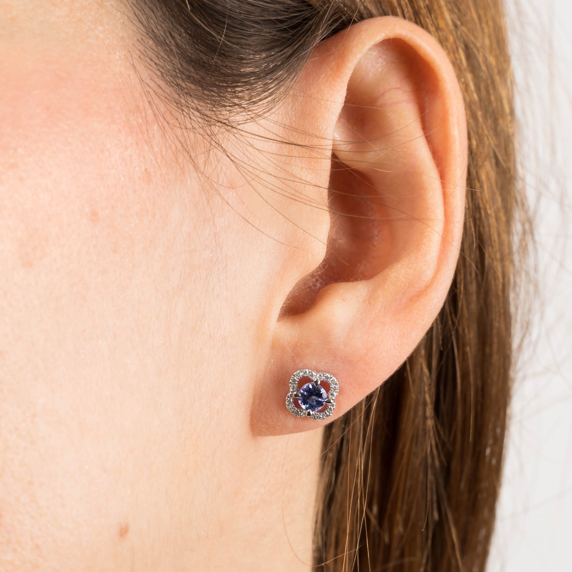 Boucles d'oreilles Jardin Precieux en or blanc & Tanzanite et Diamant - Bleu & Blanc