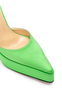 Bow Chain 140 platform pumps in silk & strass - Green