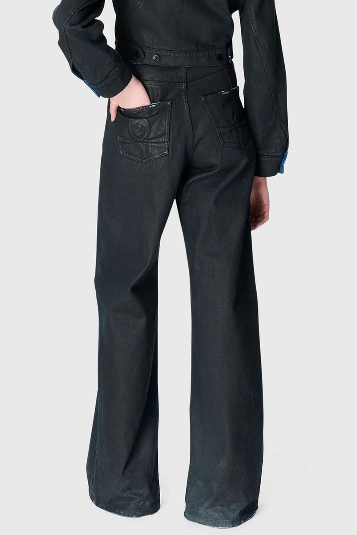 Pantalon flare taille haute Moon en denim - Noir