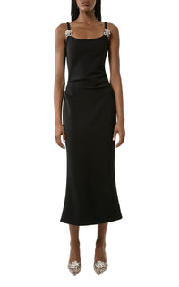 Robe midi Flower ornée de strass - Black