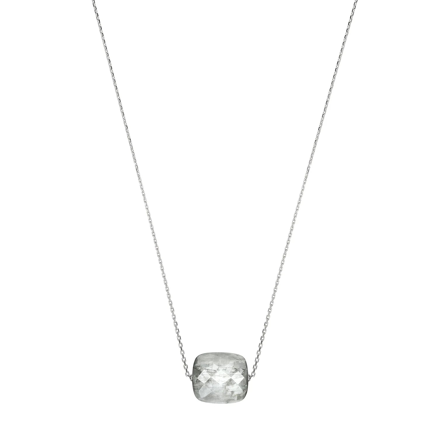 Collier Friandise en or blanc & Œil de chat - Gris
