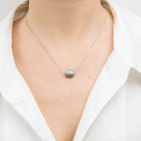 Collier Friandise en or blanc & Œil de chat - Gris