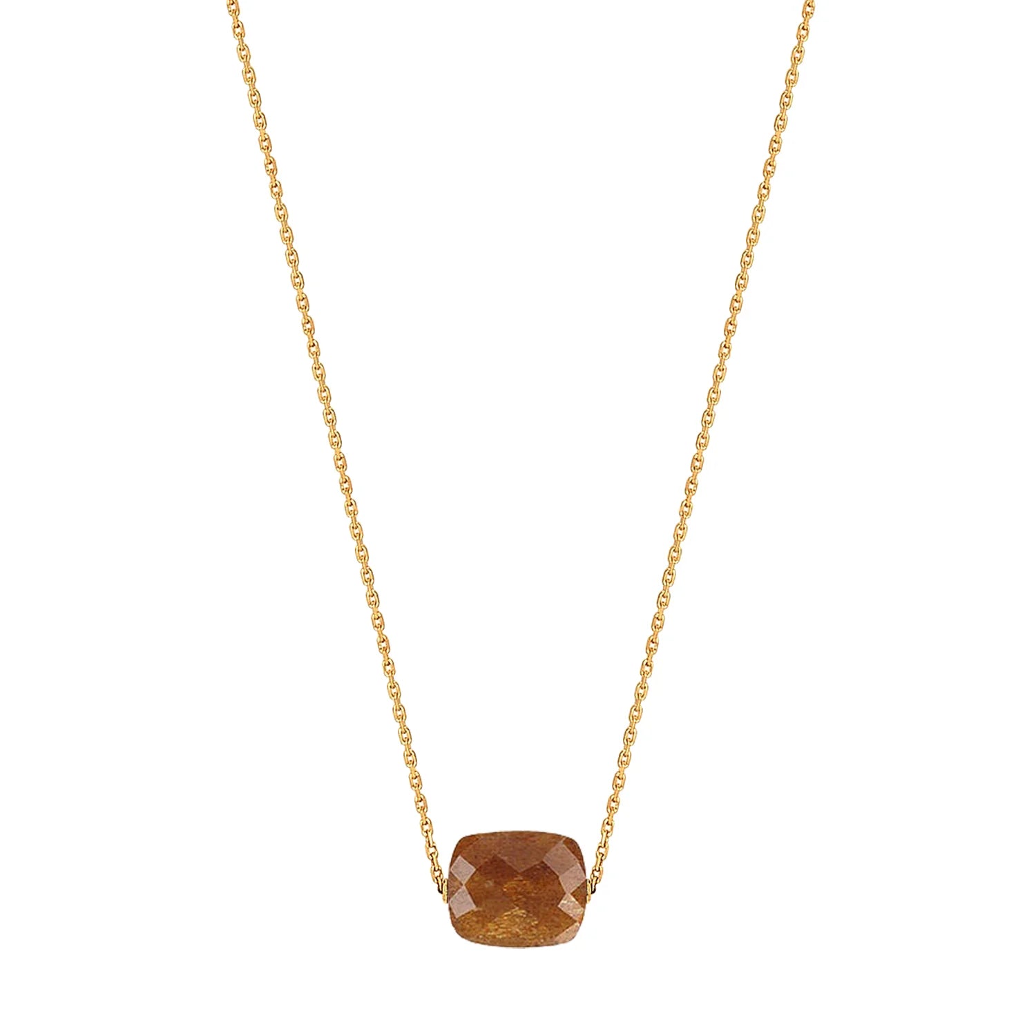 Friandise necklace in yellow gold & Sunstone - Brown