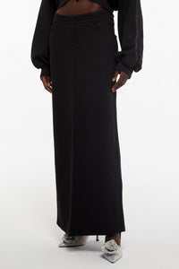 Jupe longue élastiquée à la taille - Black