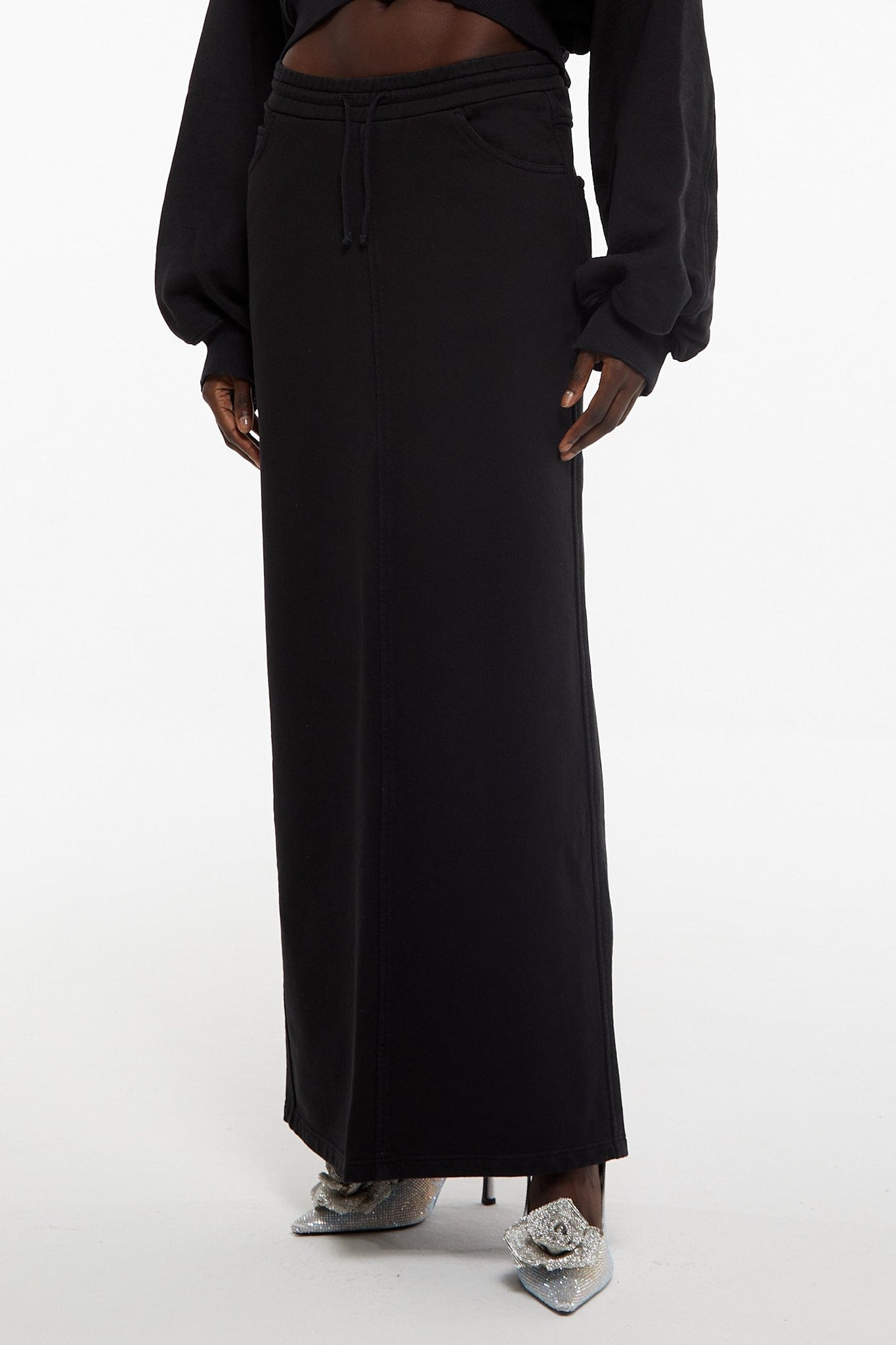 Jupe longue élastiquée à la taille - Black