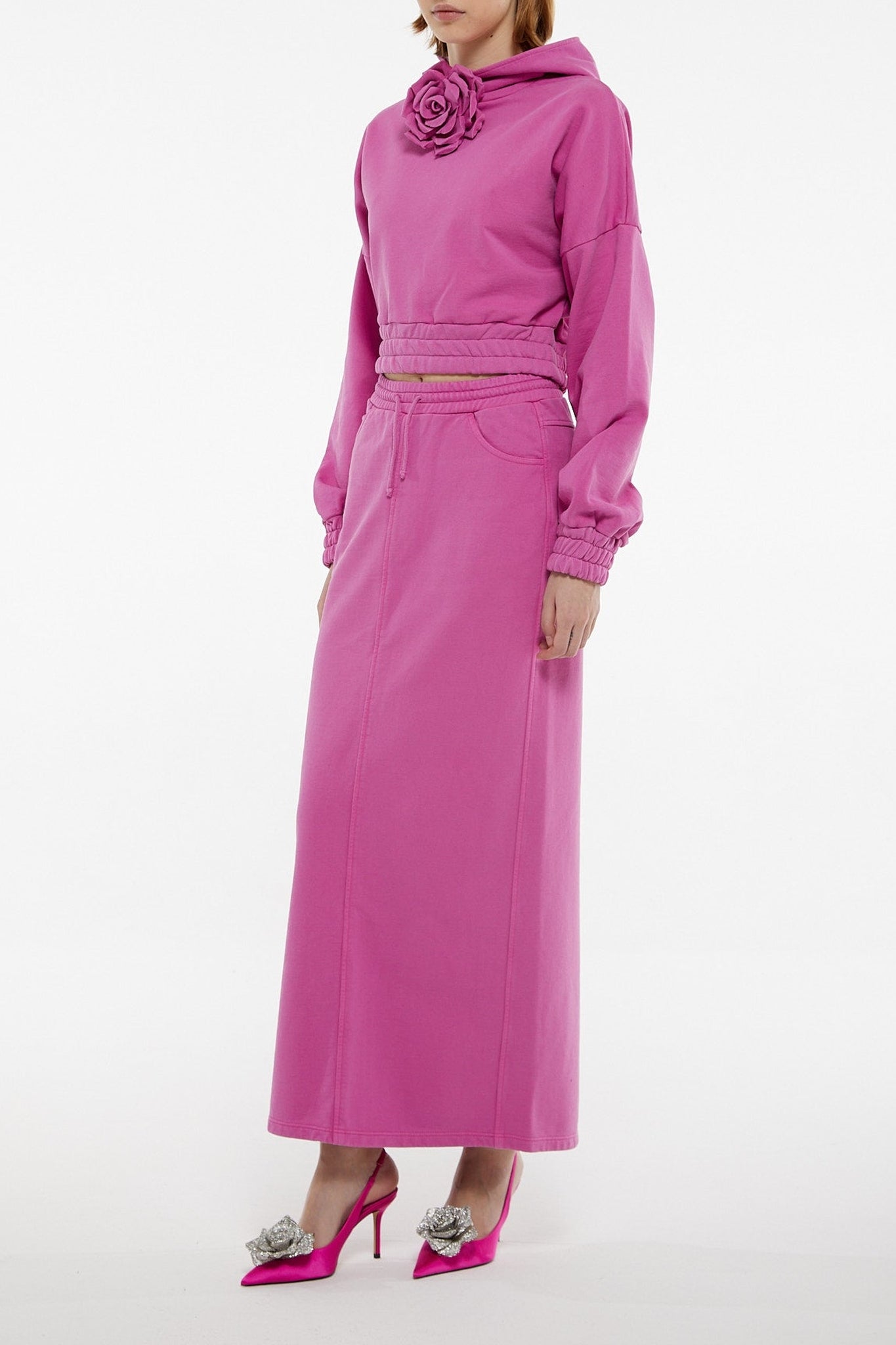 Jupe longue élastiquée à la taille - Hot Pink