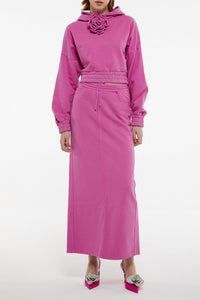 Jupe longue élastiquée à la taille - Hot Pink