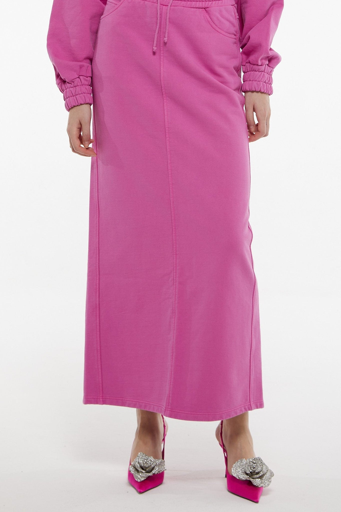 Jupe longue élastiquée à la taille - Hot Pink