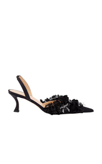 Antoinette 65 silk slingback - Black