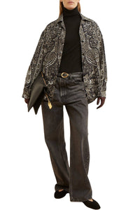 Blouse Teddy à motifs en soie - Black