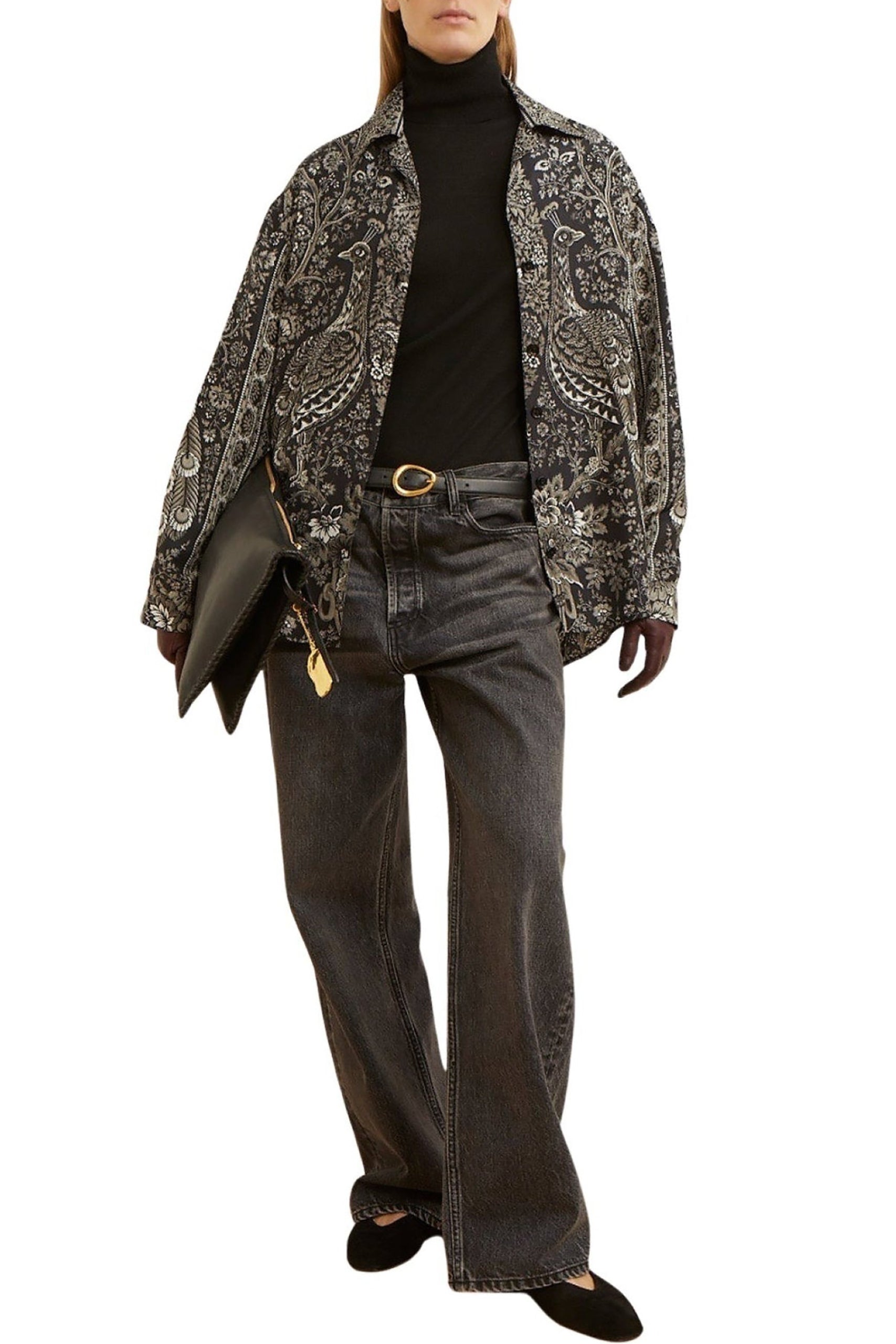 Blouse Teddy à motifs en soie - Black