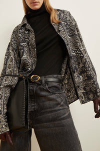 Blouse Teddy à motifs en soie - Black