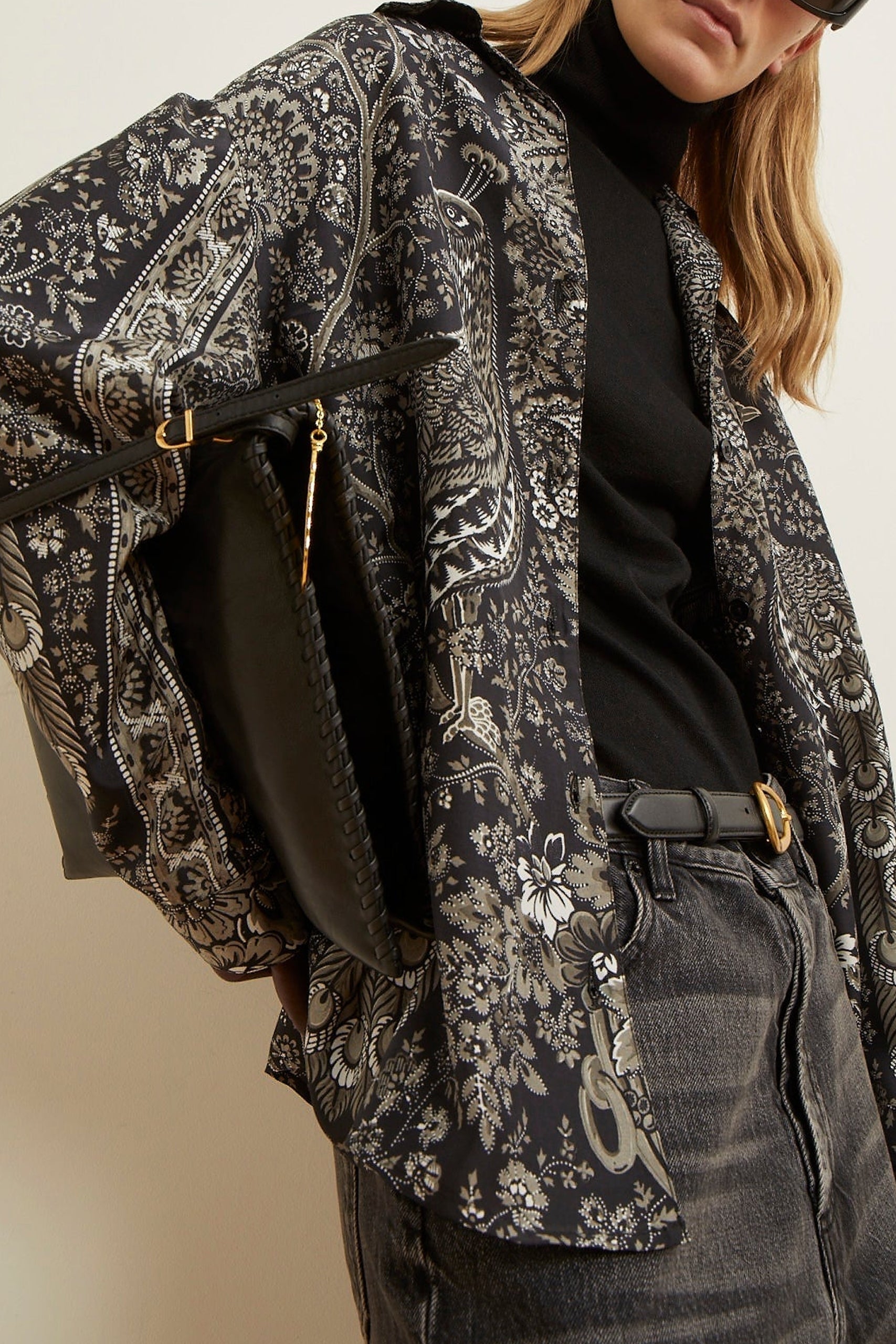 Blouse Teddy à motifs en soie - Black