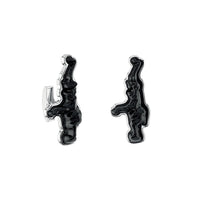 Boutons de manchettes Bugatti en cristal et argent - Noir & Argent