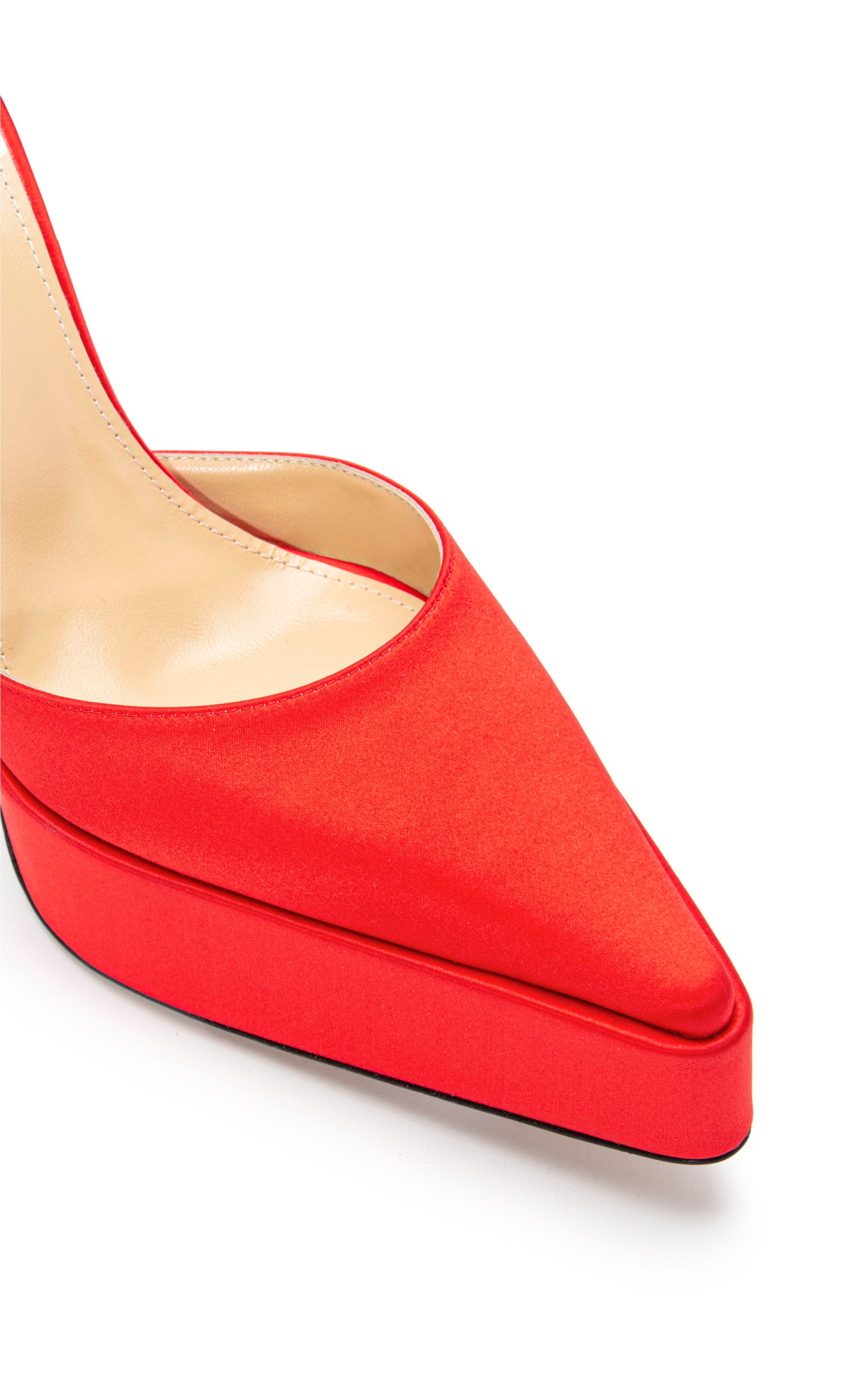 Bow Chain 140 platform pumps in silk & strass - Red