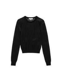 THE SHEER STRIPE SWEATERBLACK