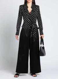 Chemise courte à pois et nouée - Noir & Blanc