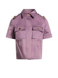Short-sleeved button-down blouse - Candy Violet