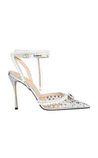 Elizabeth 110 strappy pumps with rhinestones - Silver