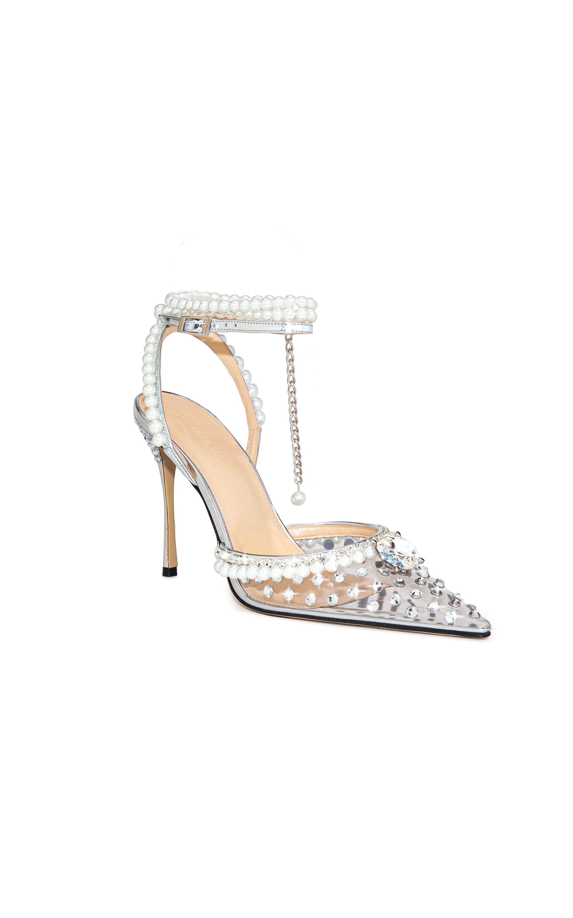 Elizabeth 110 strappy pumps with rhinestones - Silver
