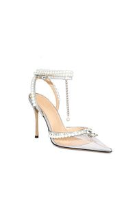 Elizabeth 100 strappy pumps with pearls and rhinestones - Clear