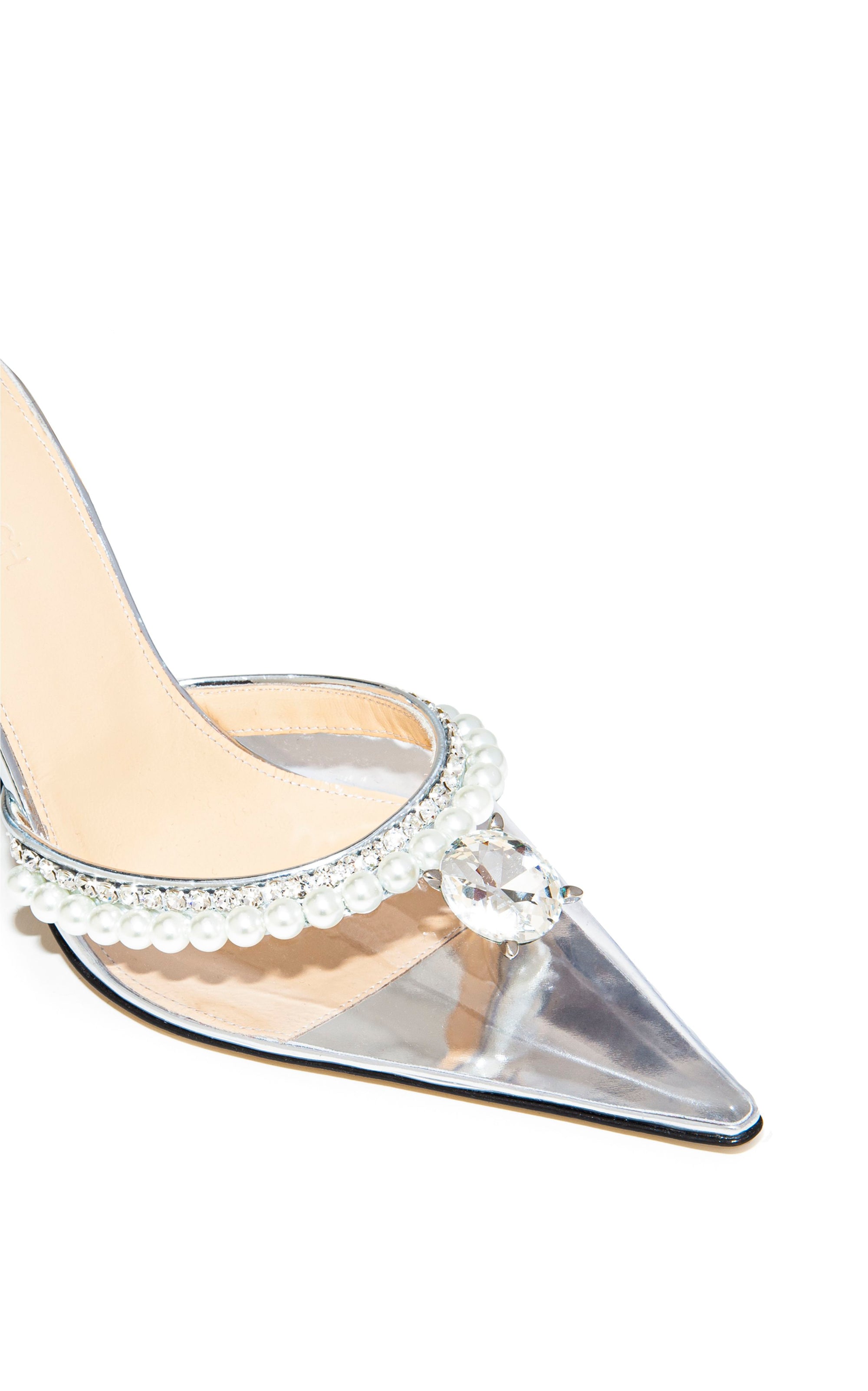 Elizabeth 100 strappy pumps with pearls and rhinestones - Clear