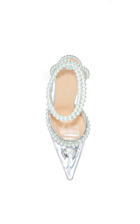Elizabeth 100 strappy pumps with pearls and rhinestones - Clear