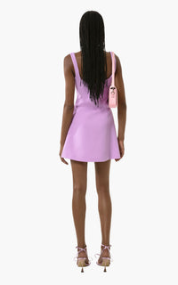 Bow short dress in wool & strass - Lavender