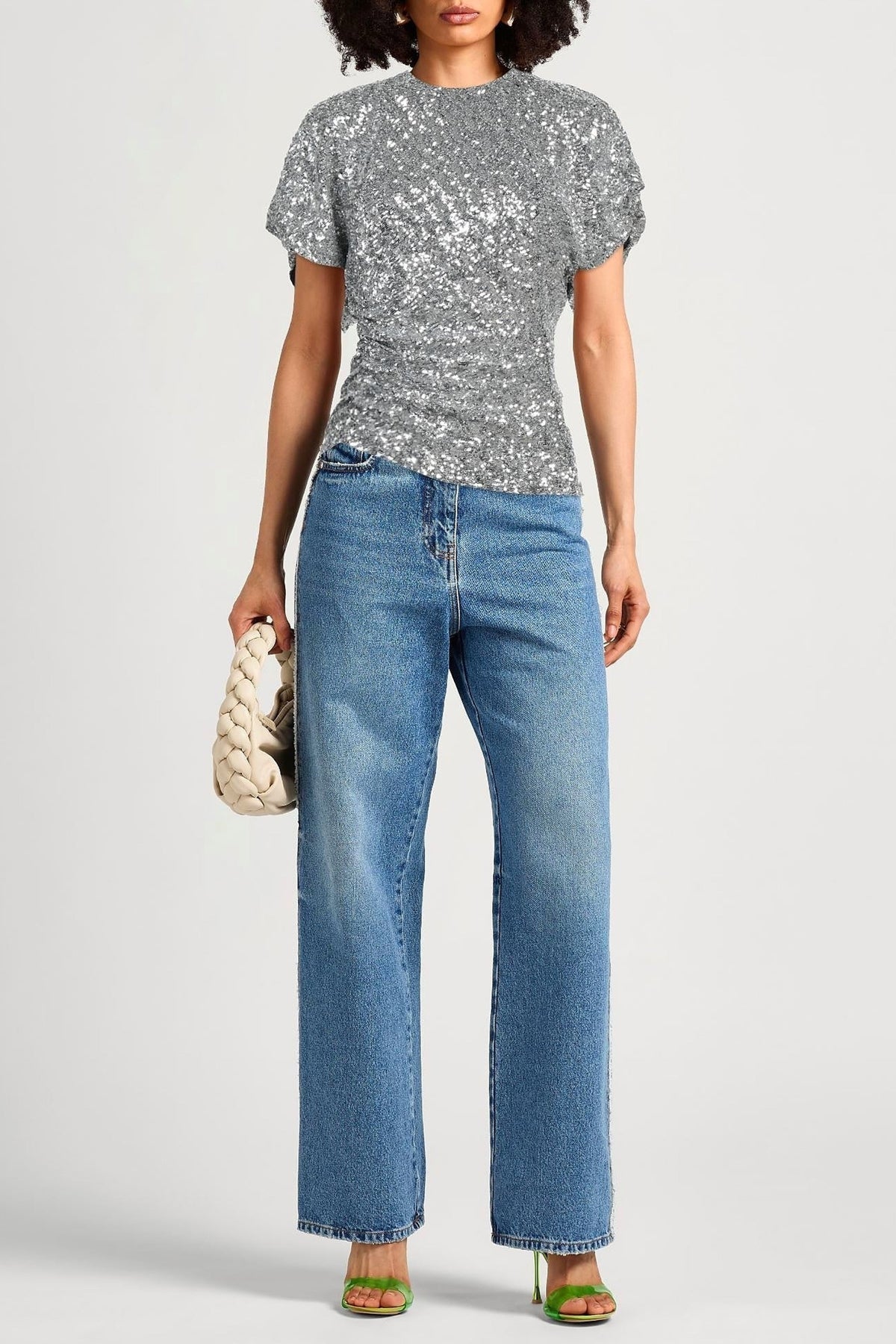 Blouse asymétrique ornée de sequins - Silver