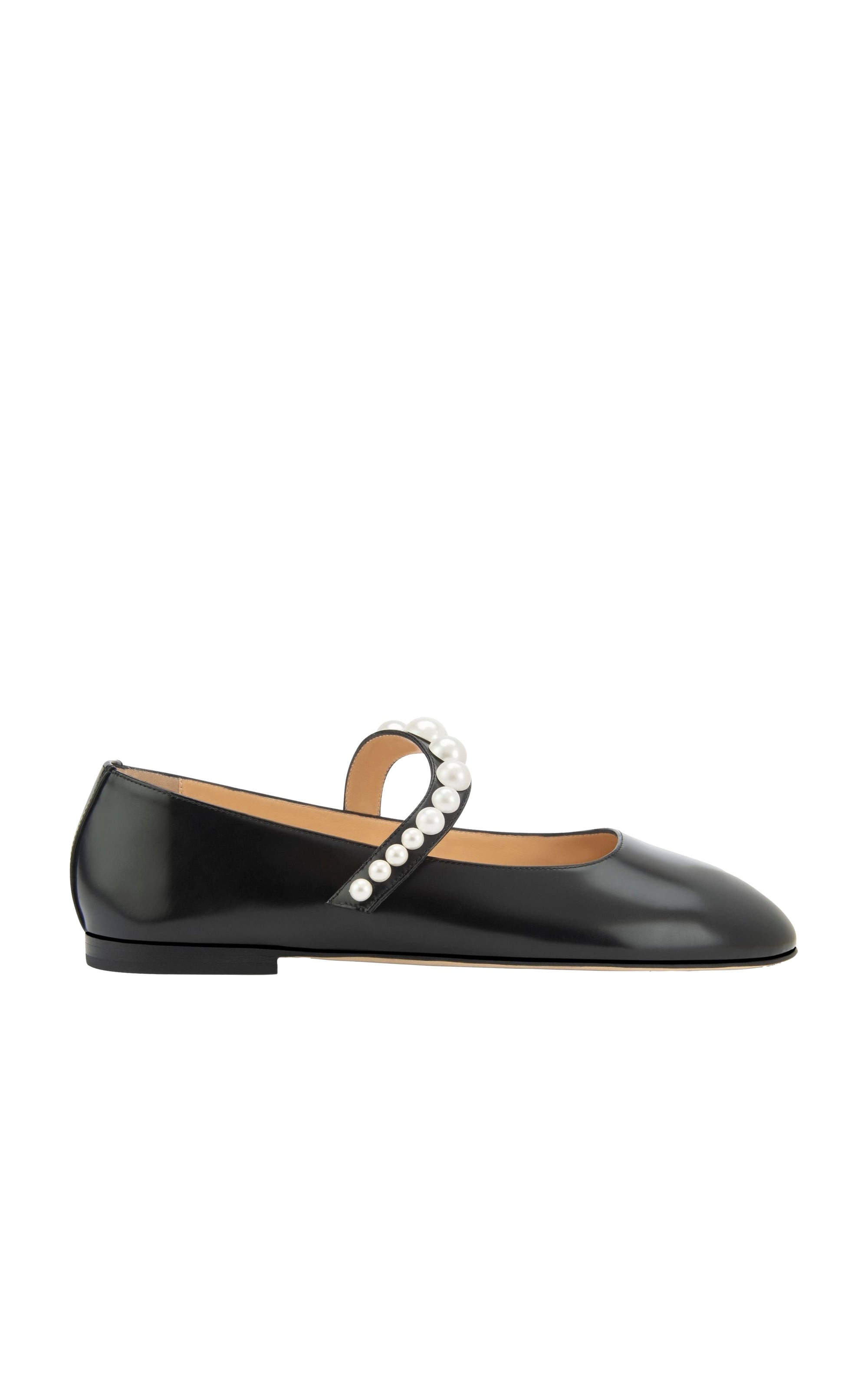 Sirène ballerinas in leather & pearls - Black