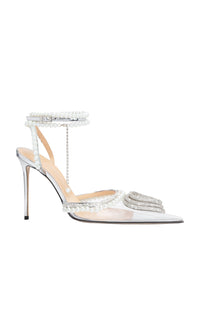 Triple Heart 95 strappy pumps with pearls and rhinestones - Clear